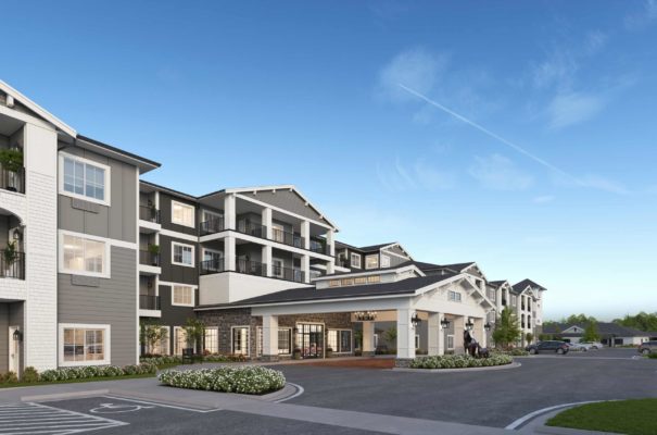 daytime exterior view of university village senior independent living community in vancouver washington